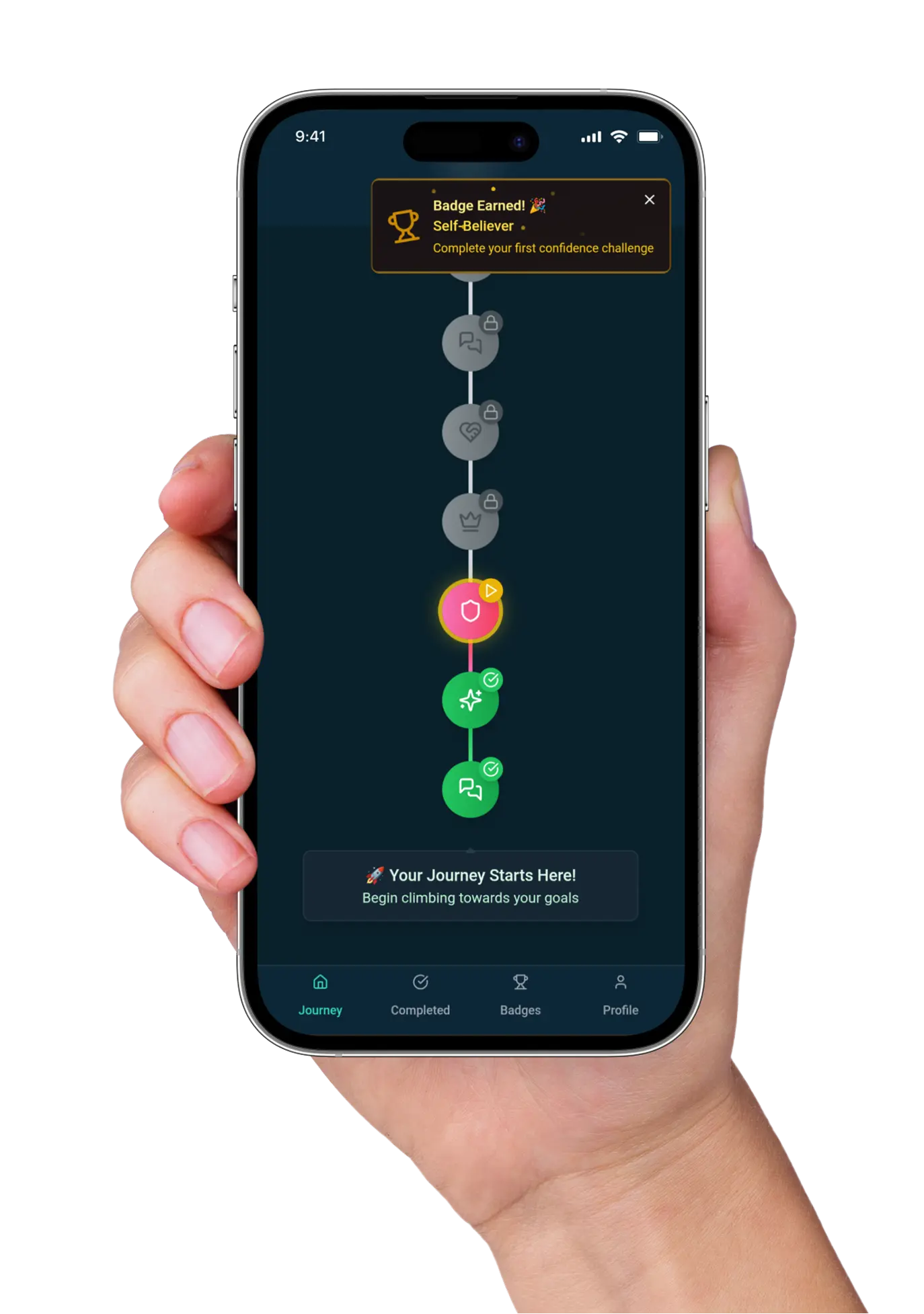FoursUp mobile app interface displaying personalized coaching conversations, confidence building activities, and youth athlete progress tracking dashboard